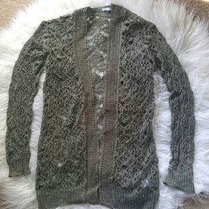 Intricate soft sage woven cardigan